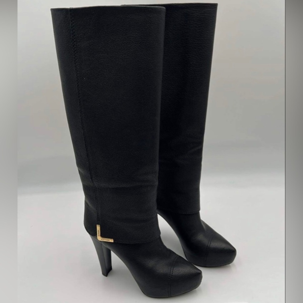 Louis Vuitton Knee High Black Boots High Heels size US size 5 / EU 35.5